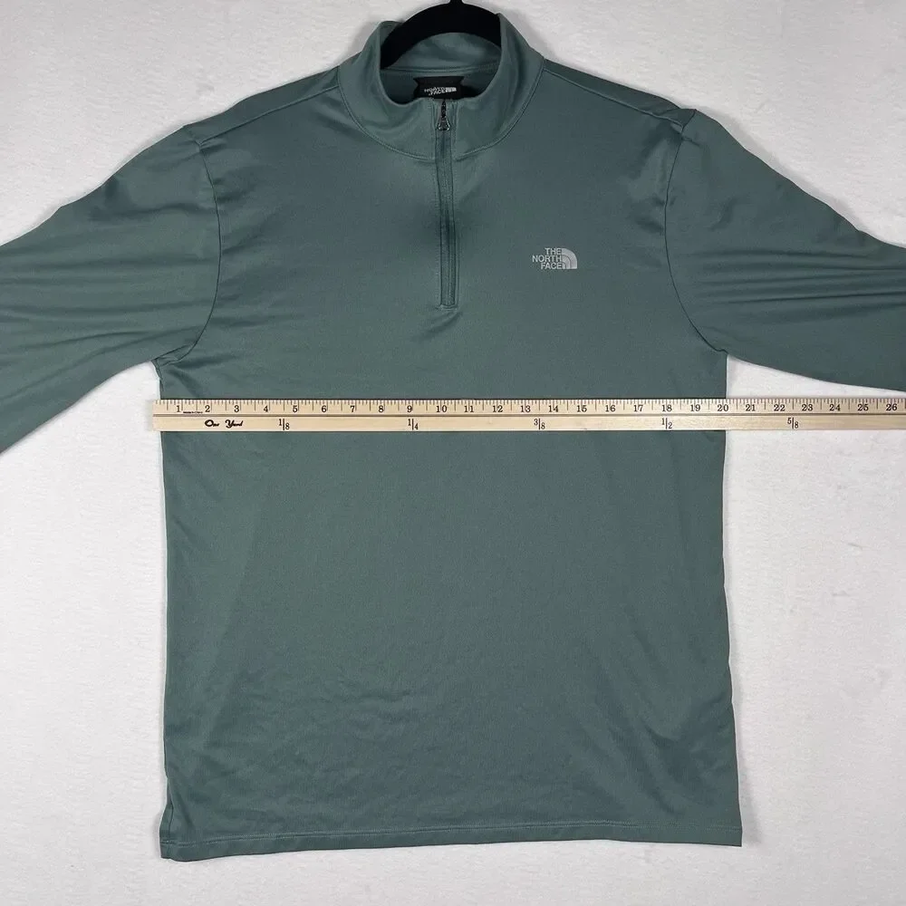 The North Face Mens M 1/4 Zip Pullover Shirt Green Long Sleeve Poly Midlayer